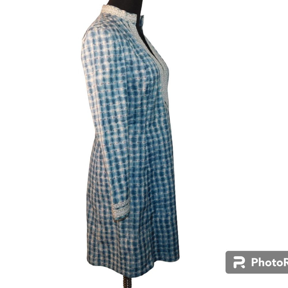 Tory Burch Blue Sonda Tie-Dye Stretch Tunic Mini Dress Size 2 Tunic Caftan Boho - Picture 13 of 13